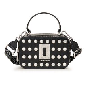 Karl Lagerfeld Black Crossbody Bag with Pearl Accents